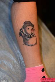 Foot Cute cartoon snowman tattoo pattern