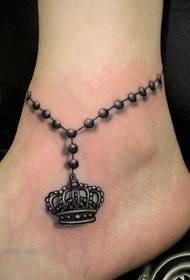 Tatuaje de tinta de cor popular de Anklet Crown