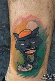 un mudellu di tatuatu di u lupu di culore grisu di cartoon foot