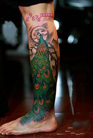 beautiful peacock flower calf tattoo picture