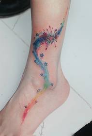 彩虹流星腳踝紋身圖片