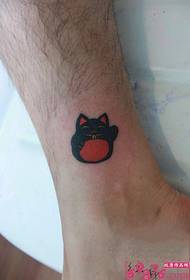 søt heldig katt ankel tatoveringsbilde