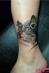 foto tatuaggio caviglia testa di gatto
