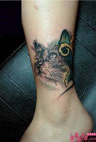 enkel kat hoofd tattoo foto