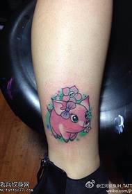 Fußfarbe Cartoon Schwein Tattoo Muster