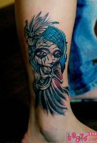 creative ghost bride's ankle tattoo picture