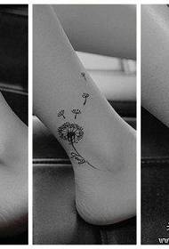 girl's ankle at the popular aesthetic dandelion tattoo pattern