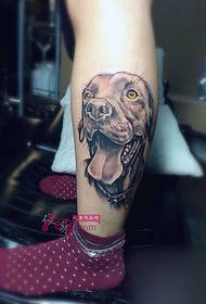 Cute Dog Portrait Calf Tattoo Picture
