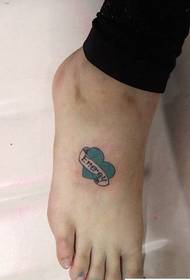 foot blue love tattoo pattern picture