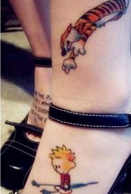 djevojke stopala u boji crtani lik slatka tetovaža uzorak slika