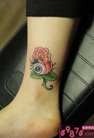 imagen de patrón de tatuaje de ojo de flor de tobillo de niña