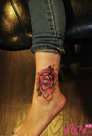 delicate rose ankle tattoo picture