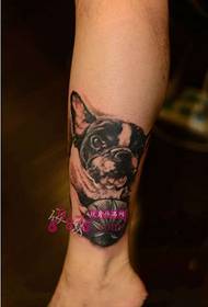 cute dog portrait ankle tattoo picture