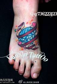 Instep barvne diamantne tetovaže si delijo tetovaže 49812-Foot barvna goba tetovaža Delo deli tattoo show