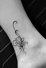retro slika lotosa cvijet mali lotus uzorak slika tetovaža