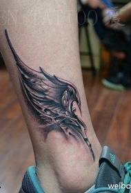 disegno del tatuaggio ala meccanica della caviglia