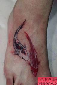Beautiful instep ink painting style small squid tattoo pattern