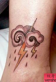 Patrón de tatuaje con raios na nube de pés