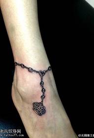 female anklet crown tattoo pattern