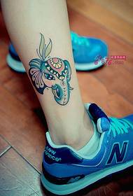Coloured Elephant Elephant Ankle Tattoo picture