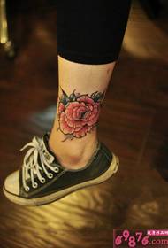 Jiaoyan rózsaszín rózsa boka tetoválás képet