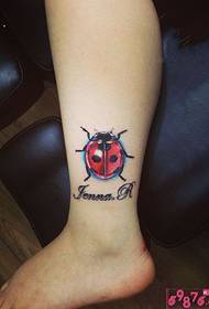 dealbh tatù beag ankle ladybug
