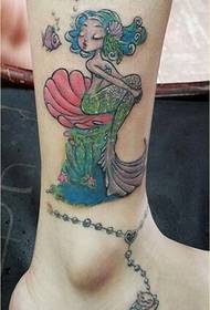 жіноча щиколотка красива русалка на лоскуті татуювання візерунок, щоб насолодитися фотографією