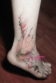 중국 잉크 꽃 패션 발목 문신 사진