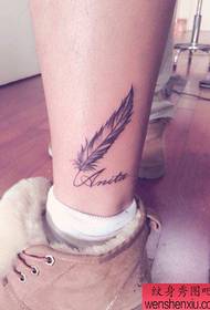 leg feather letter tattoo pattern shared by tattoo show