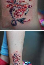 Creative Abstract Little Hippocampus Ankle Tattoo Picture