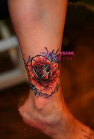 Colored Flower Ankle Tattoo Picture