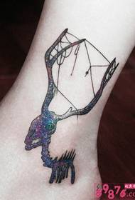 Starry Elk creative ankle tattoo picture