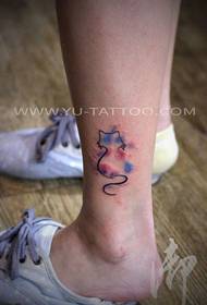ženské členok farba splash atrament mačka tetovanie vzor