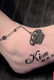 žena anklet kruna tetovaža uzorak