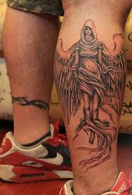 calf angel tattoo pattern