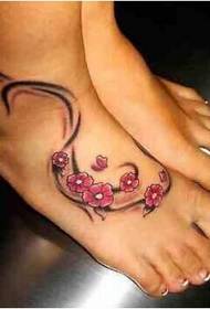 girls feet beautiful vine safflower tattoo pictures