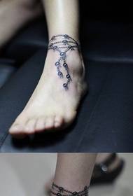 女生脚腕流行漂亮脚链纹身图案