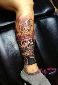 SkullKing bloem kalf tattoo foto
