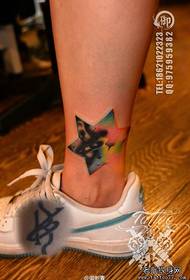 Foot color starry sky tattoo pattern