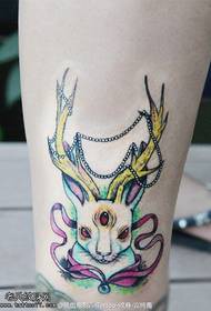 I-Ankle color bunny antelope tattoo iphethini