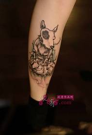 小腿 清新 牛头 梗 小腿 immagine del tatuaggio