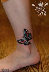 Modeli tatuazh i fluturës me ngjyra të kyçit të këmbës
