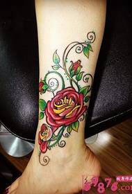 Jiaoyan rose ankle tattoo picture