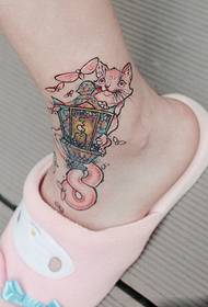 Simpatico coniglietto rosa Bunny Street Lamp Ankle Tattoo Picture