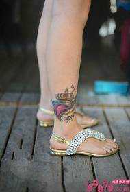 Wings upendo taji ankle tattoo picha 49142-rose kushona mashine ankle tattoo picha