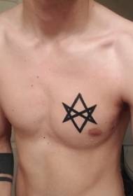 minimalistisk linje tatovering mandlige bryst sort geometrisk tatovering billede