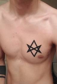 minimalistesch Linn Tattoo männlech Këscht schwaarz geometresch Tattoo Bild