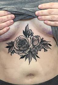 σχολείο στο στήθος Rose σέξι τατουάζ μοτίβο τατουάζ