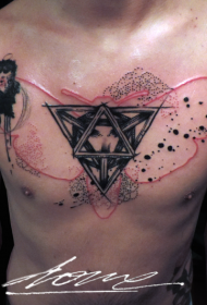 στήθος μυστήριο Χρώμα σιλουέτα πεταλούδα με γεωμετρικό μοτίβο τατουάζ σύμβολο