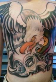 Vzorek tetování břicha a hrudníku Evil Eagle a zmije